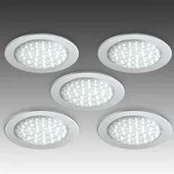 R 68-LED indbygningsspot i rustfrit stål, sæt med 5 stk