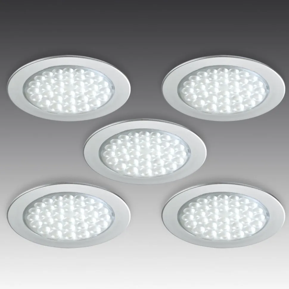 R 68-LED indbygningsspot i rustfrit stål, sæt med 5 stk