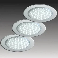 R 68-LED indbygningsspot i rustfrit stål, 3-sæt