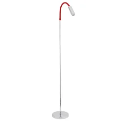 Rocco LED-gulvlampe, krom, rød flexarm