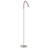 Rocco LED-gulvlampe, mat nikkel, rød flexarm