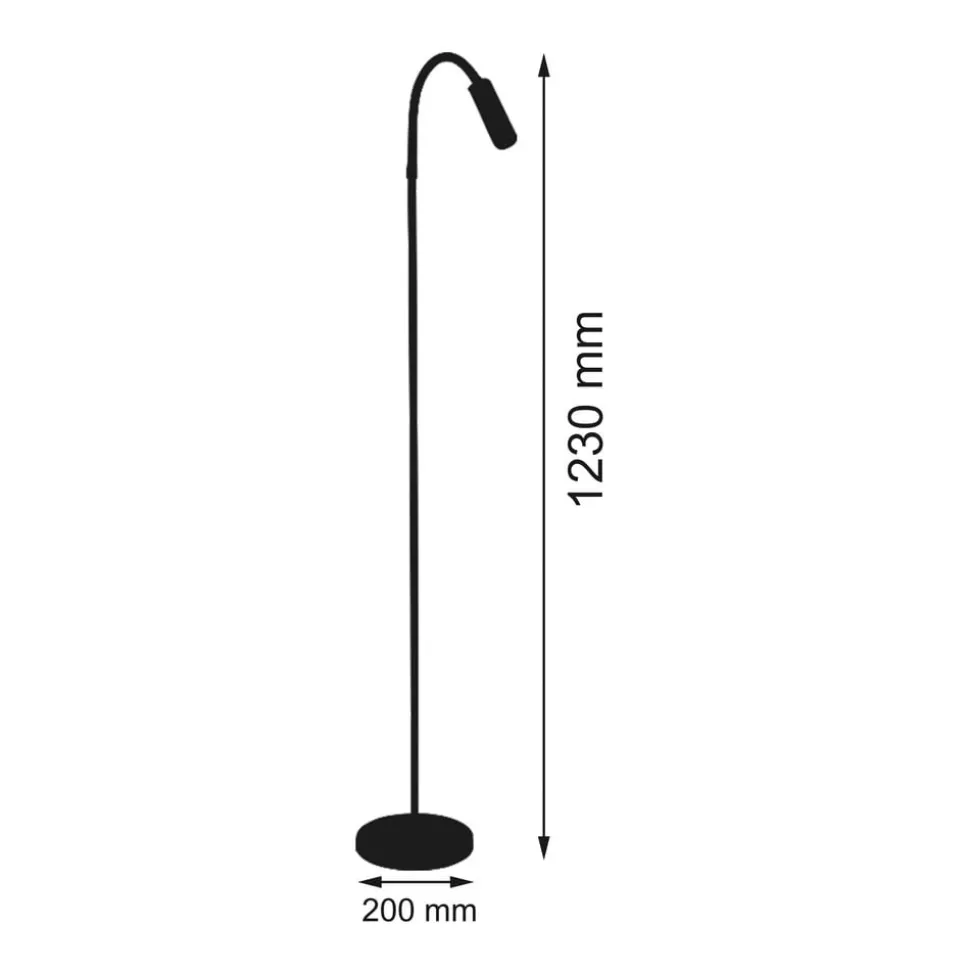 Rocco LED-gulvlampe, mat nikkel, rød flexarm
