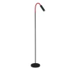 Rocco LED-gulvlampe, mat sort, rød flexarm
