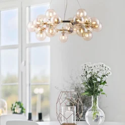 Rund Dallas pendellampe, guld