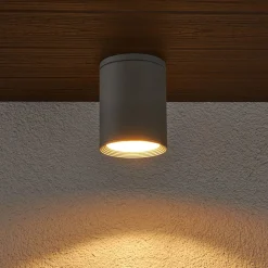 Rund loftlampe Mianna i sølvgrå