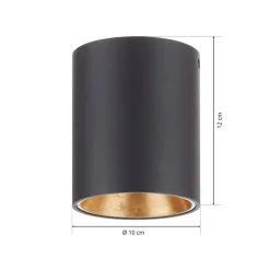Rund Polasso LED-loftlampe, sort-guld