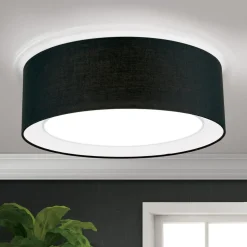 Rund tekstil loftlampe Antoni i sort