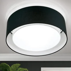 Rund tekstil loftlampe Antoni i sort