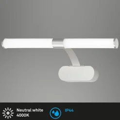 Runt LED-væglampe IP44 arm 4.000 K mat krom