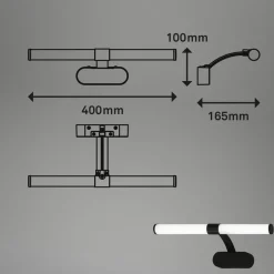 Runt LED-væglampe IP44 arm 4.000 K sort