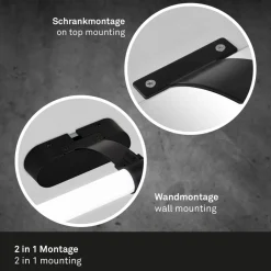 Runt LED-væglampe IP44 arm 4.000 K sort