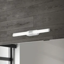 Runt LED-væglampe IP44 direkte 4.000 K mat krom