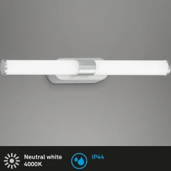Runt LED-væglampe IP44 direkte 4.000 K mat krom