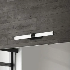 Runt LED-væglampe IP44 direkte 4.000 K sort