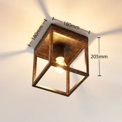 Rustik loftlampe Emin med metalramme