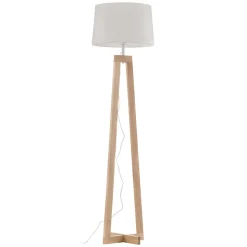 Sacha LS gulvlampe af træ og stof, hvid