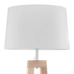 Sacha LS gulvlampe af træ og stof, hvid
