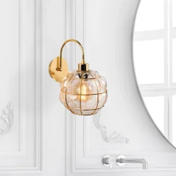 Safderun 402-A væglampe, guld, klar glasskærm