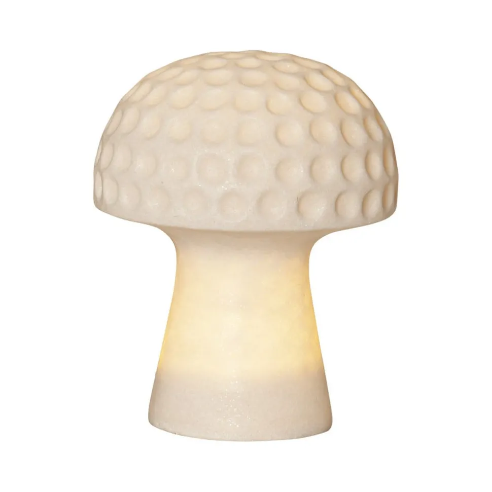 Sandy LED-solcellelampe, 24 cm, hvid, plast, svampeform
