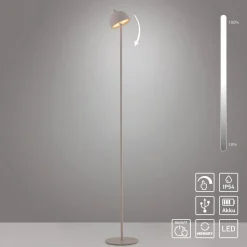 Schöner Wohnen LED-akku-gulvlampe Bellies, sandbrise, IP54
