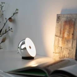 Schöner Wohnen LED-batteridrevet bordlampe Bellies, krom, IP54