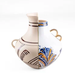 SELETTI Vase Hybrid Nazca, hvid/farvet, Ø 22,5 cm, porcelæn