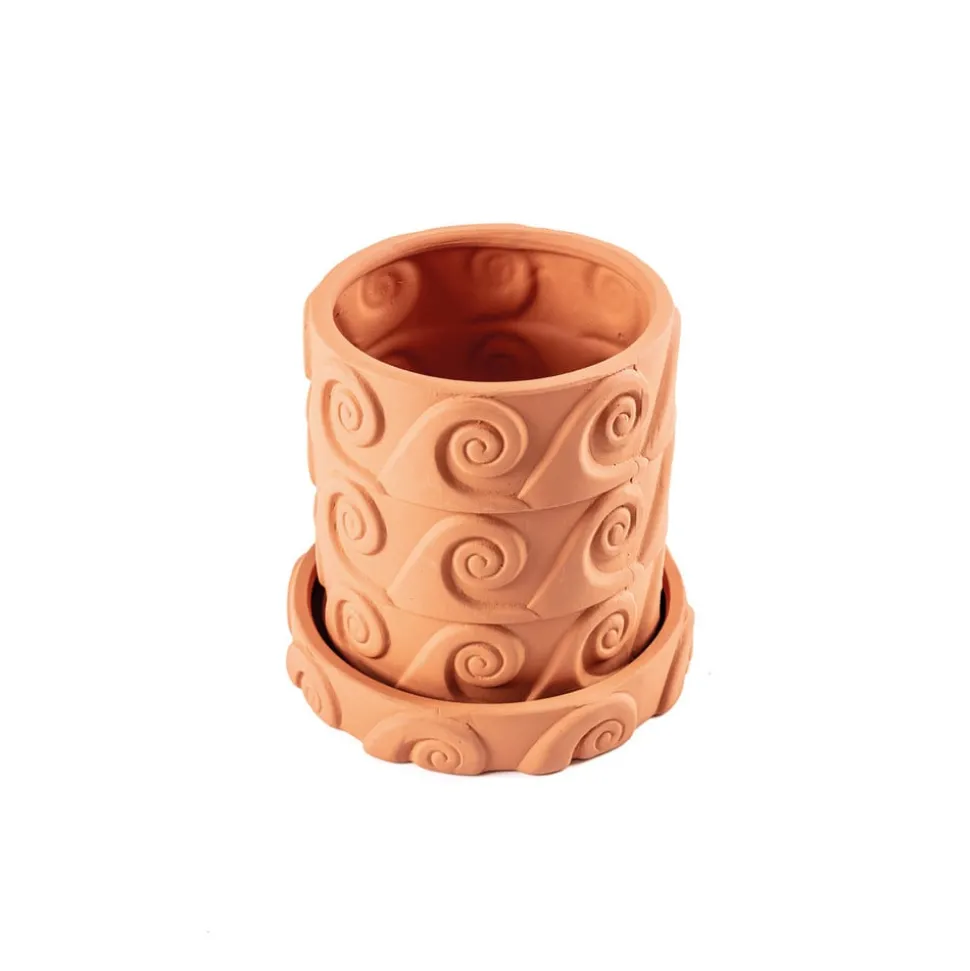 SELETTI Vase Magna Graecia Onda, underkop, terracotta