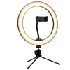 Selfie Tripod LED-ringlampe, mobilholder, USB CCT