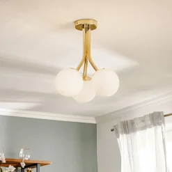 Selva loftlampe med tre glaskugler, guld