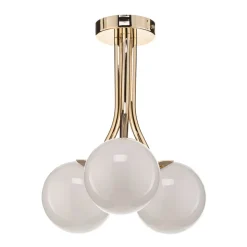 Selva loftlampe med tre glaskugler, guld