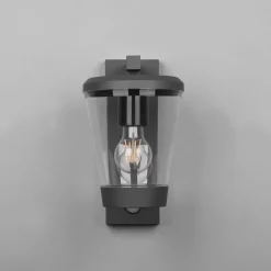 Sensor-udendørs væglampe CAVADO, antracit, højde 28 cm, IP44