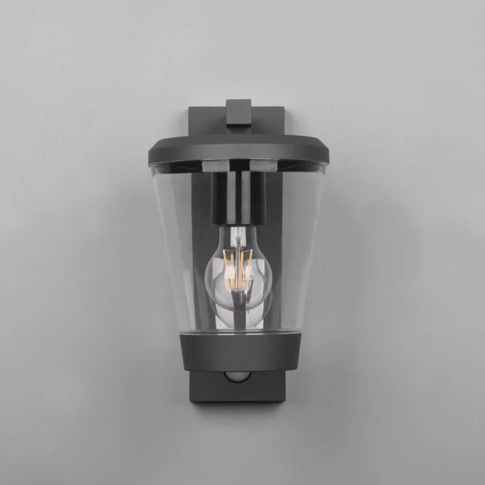 Sensor-udendørs væglampe CAVADO, antracit, højde 28 cm, IP44