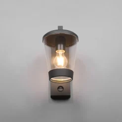 Sensor-udendørs væglampe CAVADO, antracit, højde 28 cm, IP44
