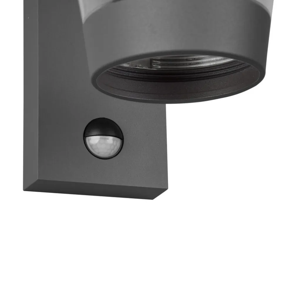 Sensor-udendørs væglampe CAVADO, antracit, højde 28 cm, IP44