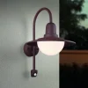Sensor-udendørs væglampe NORMAN, rust, Ø 30 cm metal/glas IP44