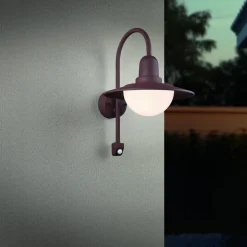 Sensor-udendørs væglampe NORMAN, rust, Ø 30 cm metal/glas IP44