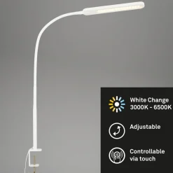 Servo LED-klemmelampe, kan dæmpes, CCT, hvid