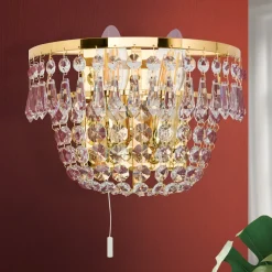 SHERATA krystalvæglampe i guld