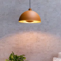 Siemon hængelampe af stål, Ø 40 cm, okkergul