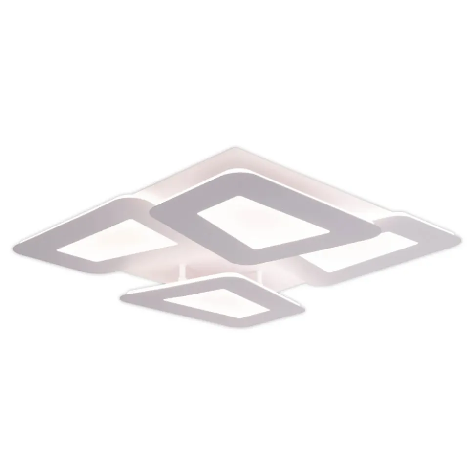 Simes loftlampe, hvid, metal, 48x48 cm, CCT, fjernbetjening