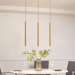 Skinne system 48V Lumaro, pendel, rørpære, 3 lyskilder, guld, CCT