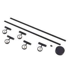 Skinne system 48V Lumaro, spots, 5 lyskilder, sort, Ø 7,3cm