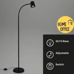 Skriva gulvlampe, justerbar, GU10, sort