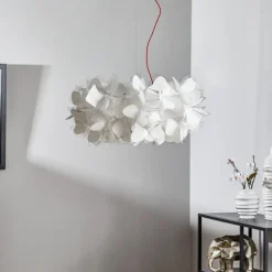 Slamp hængelampe Clizia Mama Non Mama, Ø53cm, hvid/rød