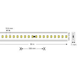SLC LED-stripe 230V komplet sæt IP65 5m, 3.000 K