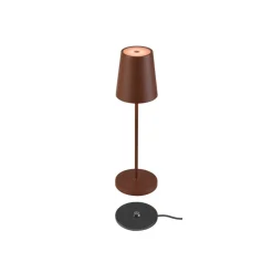 SLV genopladelig LED-lampe Vinolina Two, rustfarvet, aluminium, Ø 11 cm