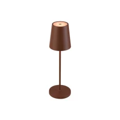 SLV genopladelig LED-lampe Vinolina Two, rustfarvet, aluminium, Ø 11 cm