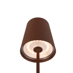 SLV genopladelig LED-lampe Vinolina Two, rustfarvet, aluminium, Ø 11 cm
