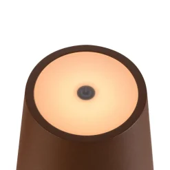 SLV genopladelig LED-lampe Vinolina Two, rustfarvet, aluminium, Ø 11 cm