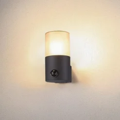 SLV Grafit udendørs væglampe cylindrisk med sensor